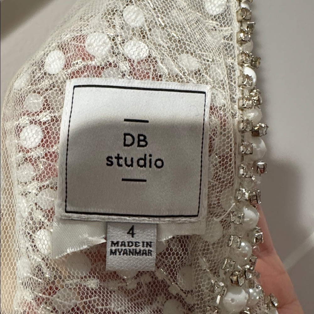 DB studio embellished spaghetti strap wedding top - Picture 3 of 5